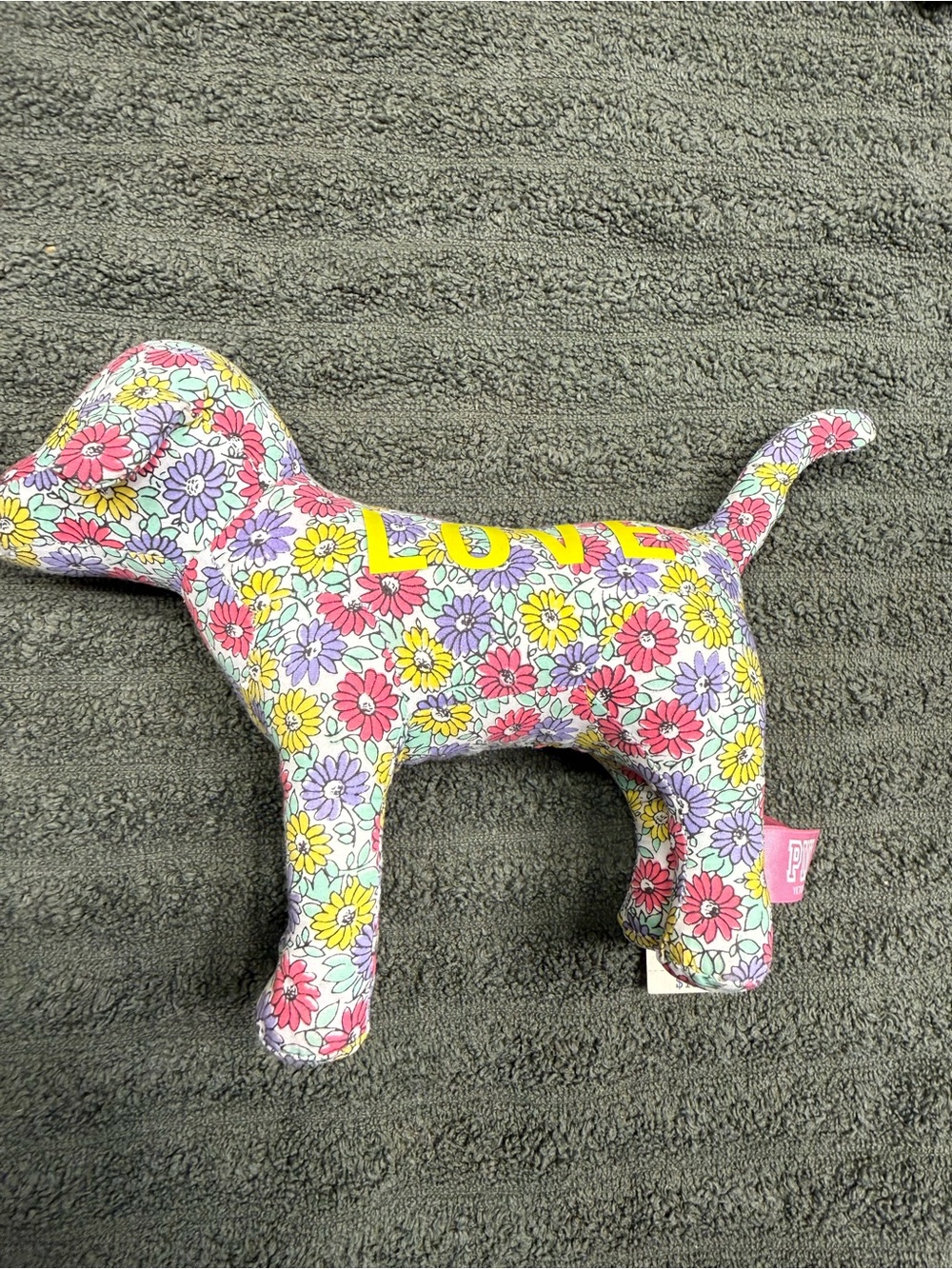 PINK Victoria's Secret Floral 'LOVE' plush dog
